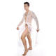 
Men's sexy lace bathrobe with long transparent slit thong suit perspective lingerie seduction passion g094 white nightgown + underwear S