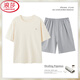 LangSha men's pure cotton pajamas summer thin shorts shorts casual dad's home clothes summer cotton suit plus size OMM-13601 main picture L
