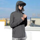 2025 Ice Silk Men's Summer Thin Jacket American Style Hooded Sun Protection Jacket Men's Fishing Wear AKX Sky Blue 4XL