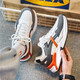 
Men's summer breathable casual running net shoes for odor and sweat-proof and not stuffy, Dad's shoes soft sole non-slip wear-resistant work shoes BST-684 [White Orange] 41 [Sports Standard Code]