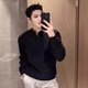 Kuraishi Kazuki's high-end Henry collar sweater men's autumn and winter new style casual solid color bottoming sweater gray M