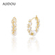 AJIDOU Ajidou earrings birthday gift simple and elegant imitation pearl zircon earrings for girlfriend and wife gold + white