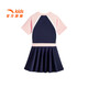 Anta children's swimsuit for girls and boys one-piece swimsuit 2025 summer new style fresh and sweet antibacterial and anti-chlorine sunscreen swimming skirt navy/pink-1 160