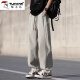 Woodpecker Casual Hosen für Männer 2025 Sommer Trend Ice Seiden losen geraden Hosen für Männer Teenager vielseitig draping fühlen High-End-Hosen 6636 Khaki + 6636 Military Green XL empfohlen 130-150jin [Jin gleich 0,5 kg]