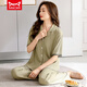 Catman Miiow Pyjamas für Frauen im Sommer kurzärmelige lange Hosen Dünner Modell Modal Sommer Frauen mit hoher Wertzahl Cardigan Square Collar Home Clothing Set DP723 Light Pink M Empfohlen 90-110