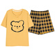 Yalu Summer Women's Short Sleeve Pajama Set comes with a chest pad integrated home clothing thin large size summer pure cotton can be worn outside GXT1047 M (recommended 75-95Jin [Jin equals 0.5 kg])