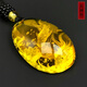 Amber School, one thing, one picture, one certificate, gold amber pendant, fish carving, natural amber necklace, water purification grade, more than enough every year, pendant, 5.9 grams, 35*23*12 mm