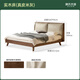 Genji Wood Language Full Solid Wood Bed Double Bed Master Bedroom Leather Upholstered Bed (Golden Sandalwood) Solid Wood Bed 1.8*2m (Genuine Leather Beige)