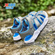 XTEP children's shoes, summer deodorant beach shoes, new sandals for boys, lightweight and breathable outdoor casual river shoes, crock gray/Prussian blue 27