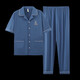 Kuzhang (Kuzhang) Pajamas de pijama para hombres Pantalones de manga corta de verano puro algodón delgada de los adolescentes La ropa para el hogar se puede usar afuera con un traje casual de mayor tamaño G48 Pantalones de manga de manga azul.
