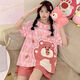 Mu fengqing sommer pyjamas Frauen Kurzärärmelte Shorts Anzug Cartoon Dünne Fett MM Plus Größe LOSS DER PAJAMAS OUTS 694 Kapibala + 693 Black Smiley Face M [Vorgeschlagene 80-98 Jin [Jin gleich 0,5 kg]]]