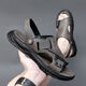 Fat Donglai DL [Recommended by Central Mom] Sandals for men's summer new men's casual outdoor beach shoes men's breathable sandals 2025 ying black 9923 38