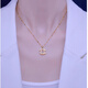 Fat Donglai same style 18k gold necklace yellow l gold color smart double c necklace for women 2025 new 18k color gold C main style double c smart diamond necklace