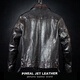 PINEAL JET LEATHERPJL Men's Classic Short American Retro Distressed Western Lapel Slim Horsehide Mendoza Leather Jacket Black Black Tea M (130Jin Jin is equal to less than 0.5kg)