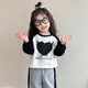 Burwilde International Brand Girls' Autumn Clothing Set 2025 New Children's Love Contrast Color Western Style Long-Sleeved Sweatshirt Spring and Autumn Clothing for Women White (Gift Box) 120 cm