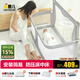 Leeeeevee deer crib middle bed portable anti-pressure bed bed newborn baby bed folding bed bed guardrail anti-fall and collision upgraded version free mosquito net with order Mia Gray