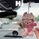 Yusenyi cute little bear car hanging decoration rearview mirror decoration ornament keychain bag hanging creative best friend gift rabbit clip scarf white sweater hug pink flower female bear - car