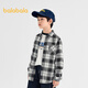 Balabala Boys' Shirt Children's Long Sleeve Autumn Clothes Girls' Plaid Jacket Same Style in the Shopping Mall Comfortable and Versatile Black and White Tone 00491 100