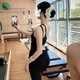 Jie Yintong Beautiful Back One-piece Yoga Wear One-piece Women's 2025 New Pilates Training Wear Set Sports One-piece Fitness Wear Black One-piece Yoga Wear Threaded Fabric M