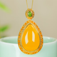 Loliya beeswax pendant, hollow heavy design, natural beeswax silver inlaid, elegant and exquisite full beeswax water drop single pendant