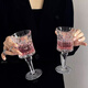 Chino French elegant ins transparent goblet high-value champagne glass red wine glass juice cup European relief glass small French style goblet/- 190ml 1 piece