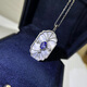 Pool example S925 sterling silver pendant empty support oval 5*7MM natural tanzanite with white mother-of-pearl European retro hangtag simple 7 empty support (excluding gems and necklaces)