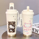 Myopole Carton mignon Katie Cat Coffee Cup étudiant thermique thermique grande capacité 316 Céramique en acier inoxydable Eau Tasse nouvelle céramique intérieure en céramique - FA691 Ligne Puppy + Lanyard