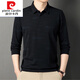 Pierre Cardin spring and autumn middle-aged men's t-shirt long-sleeved cotton 2025 new casual men's thin polo shirt dad knitted 829 black M 48/165