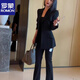 ROMON Official Black Suit Jacket Feminine Spring and Autumn High-end New Style 2026 Professional Casual Suit Fashionable Formal Black Jacket + Pants L _108-118Jin Jin is equal to 0.5 kg