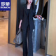ROMON Official Black Suit Jacket Feminine Spring and Autumn High-end New Style 2026 Professional Casual Suit Fashionable Formal Black Jacket + Pants L _108-118Jin Jin is equal to 0.5 kg
