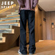 JEEP SPIRIT Jeep jeans men's autumn and winter American wide-leg scimitar pants men's straight flared pants black XL