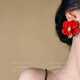 Exaggerated earrings, retro flowers, red camellia, French three-dimensional dripping glazed flower earrings, light luxury seaside resort style, red dripping glazed flower earrings