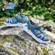 XTEP children's shoes, summer deodorant beach shoes, new sandals for boys, lightweight and breathable outdoor casual river shoes, crock gray/Prussian blue 27