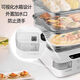 SPUCR Subo electric steamer three-layer 60L large-capacity household electric steamer multi-layer steam pot multi-purpose steamer multi-function electric steamer fully transparent window stainless steel steaming sheet [42L three-layer] + 4 stew cups high-end stainless steel model