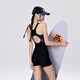 New hot spring swimsuit women's racing close-fitting cover-up body slimming one-piece boxer sports swimsuit sleeveless backless swimsuit black 220094 L