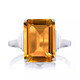 GEM STONE KING Ring Women's Square Citrine Amethyst 925 Silver Fashionable Princess Colored Gemstone Women's Ring as a Gift for Mom Beautiful No. 5 Citrine