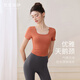 Fanxing Yiyi (floredshing) yoga wear 2025 new women's suit sporty high-end Pilates training beautiful short-sleeved summer caramel orange short-sleeved +_ black cropped pants S