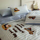 Spend Time Living Children's Cartoon Towel Embroidered Bedding Class A Washed Cotton Bed Sheet Quilt Cover Striped Four-piece Set Baby Puppy 1.5-1.8m Bed Sheet Style Quilt Cover 200X230cm