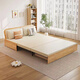 Mingfan sofa bed dual-purpose retractable bed multi-functional folding bed small apartment living room bedroom dual-purpose solid wood bed pull-out bed Khaki natural breathable fabric imported from Germany 150CM environmental protection ridge coconut palm mat