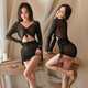 80160Jin Jin is equal to 0.5 kg. Large size women's new underwear long-sleeved hip dress sexy pajamas suit uniform black dress + thong M recommended 80-100Jin Jin is equal to 0.5 kg