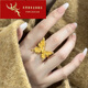FONIEHUAR Old Phoenix Gold Gilt Butterfly Ring Women's 999 Pure Gold Fashion Ring 520 Valentine's Day Gift for Girlfriend Gilt Butterfly Ring Opening/Gold Weight Approximately 5.06g
