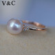 V&C18K diamond Japanese AKOYA pearl ring goddess pink seawater pearl rose gold princess ring 8-9MM 18K white/diamond/upgraded thickened version 9-9.1MM