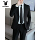 Playboy (PLAYBOY) casual suit men's Korean version of business formal three-piece suit slim fit wedding groomsmen groom's iron-free suit jacket two-button black single-piece suit jacket XS (70~85Jin Jin equals 0.5 kg)