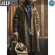 JEEP SPIRIT Jeep Workwear American Retro M51 Brushed Hooded Windbreaker Military Style Loose Cotton Mid-Length Jacket Men's Autumn Brown Loose Too Large L