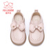 Fuluo Mi Girls Toddler Shoes Spring and Autumn Soft Sole Anti-Slip Baby Shoes Infant Leather Shoes Breathable Single Shoes Pigeon Pink 27