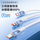 AMKE charging cable three-in-one data cable one-to-three 100W fast charging type-c multi-three heads suitable for Apple iPhone Xiaomi OPPO Samsung Huawei vivo Android car