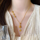 Core luxury ancient method blessing necklace for women gourd disc pendant light luxury high-end light luxury imitation sand gold niche clavicle chain neck necklace blessing gourd necklace