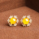 Shi Yue Jewelry Natural Amber Beeswax Earrings Earrings Single Bead S925 Silver Inlaid Accessories Women's Gift