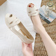 Neue Sommer-Mutterschuhe große Größe mittleren und älteren Sandalen modische und vielseitige Fischschuhschuhe flach nicht rutschloser weicher Softschuhe Fischmund Frauensandalen-Beige 39