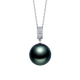 Chinese Valentine's Day gift for girlfriend 18k gold seawater Tahitian black pearl pendant salon pearl necklace gift beads G18k/approx. 12-13mm/slightly flawed